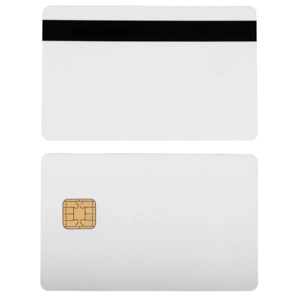 10 Pack - SLE4442 Chip Cards w/HiCo 2 Track Mag 10 Pack, White With Black